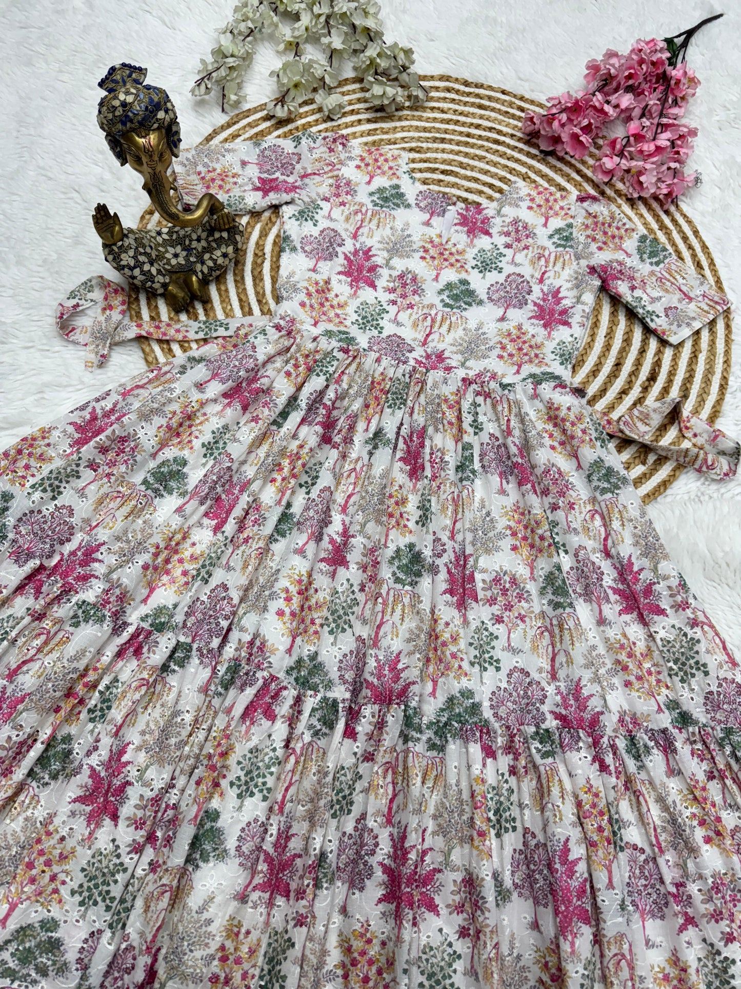 Floral Print Anarkali Gown