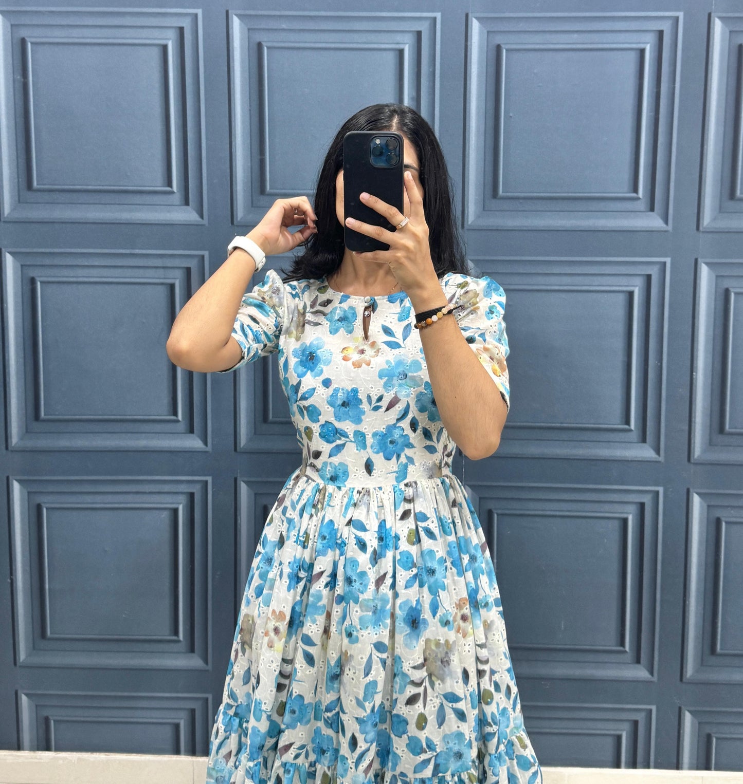 Blue Blossom Floral Midi Dress