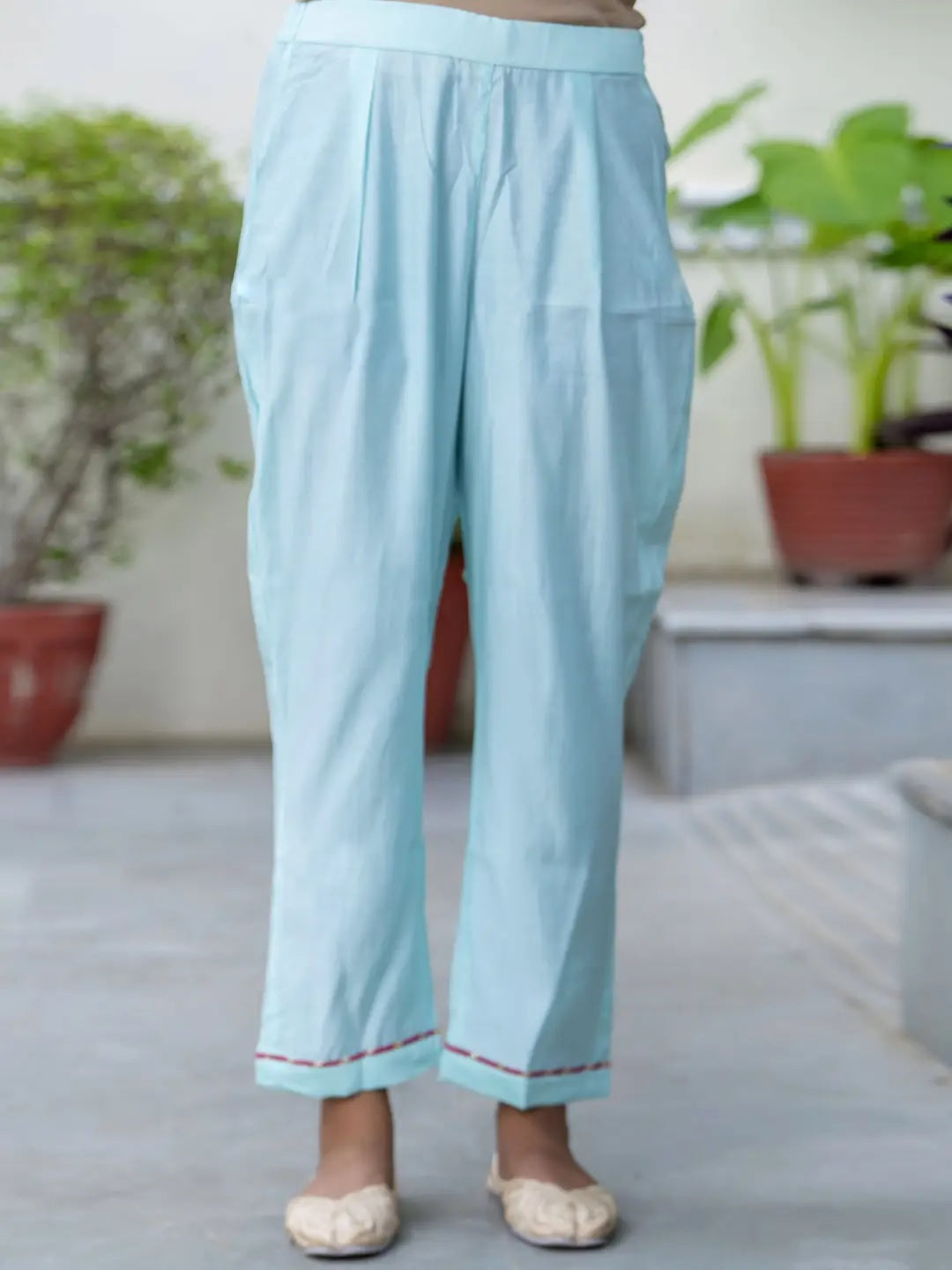 Sky Blue Embroidered Straight Kurta Set with Floral Dupatta