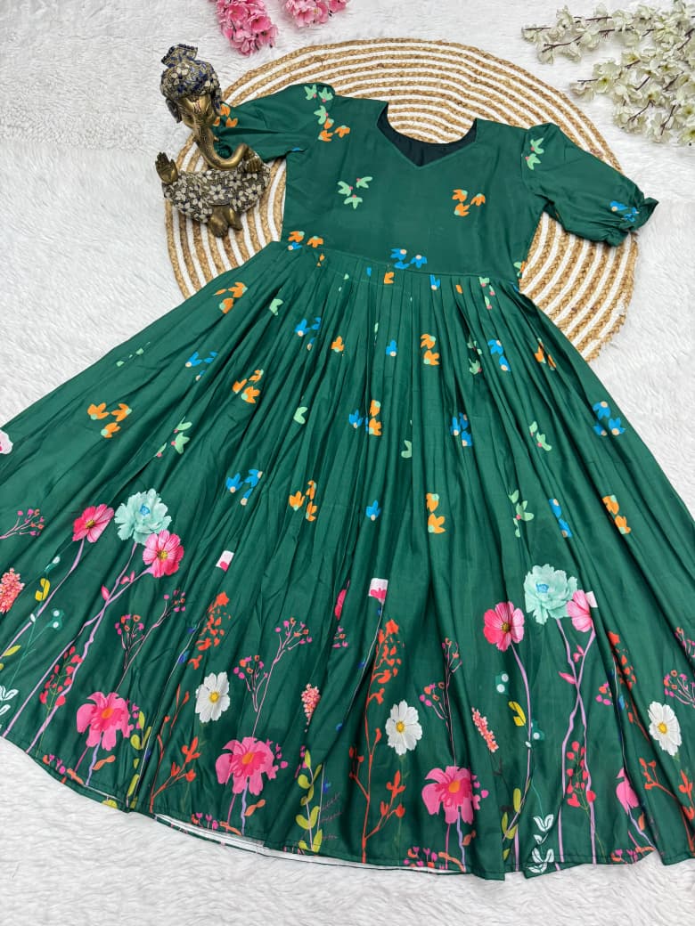 Green Floral Midi Dress