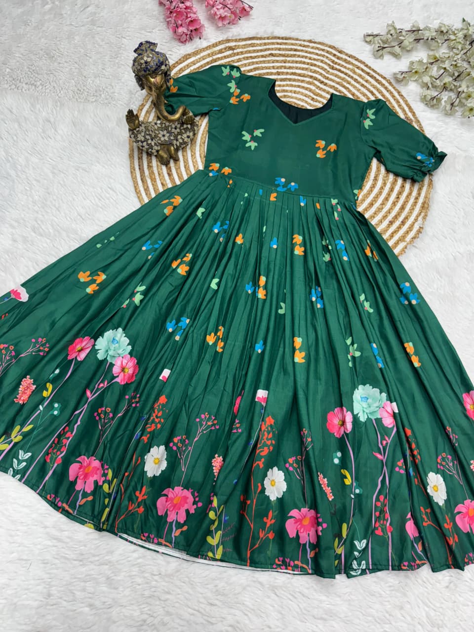 Green Floral Midi Dress