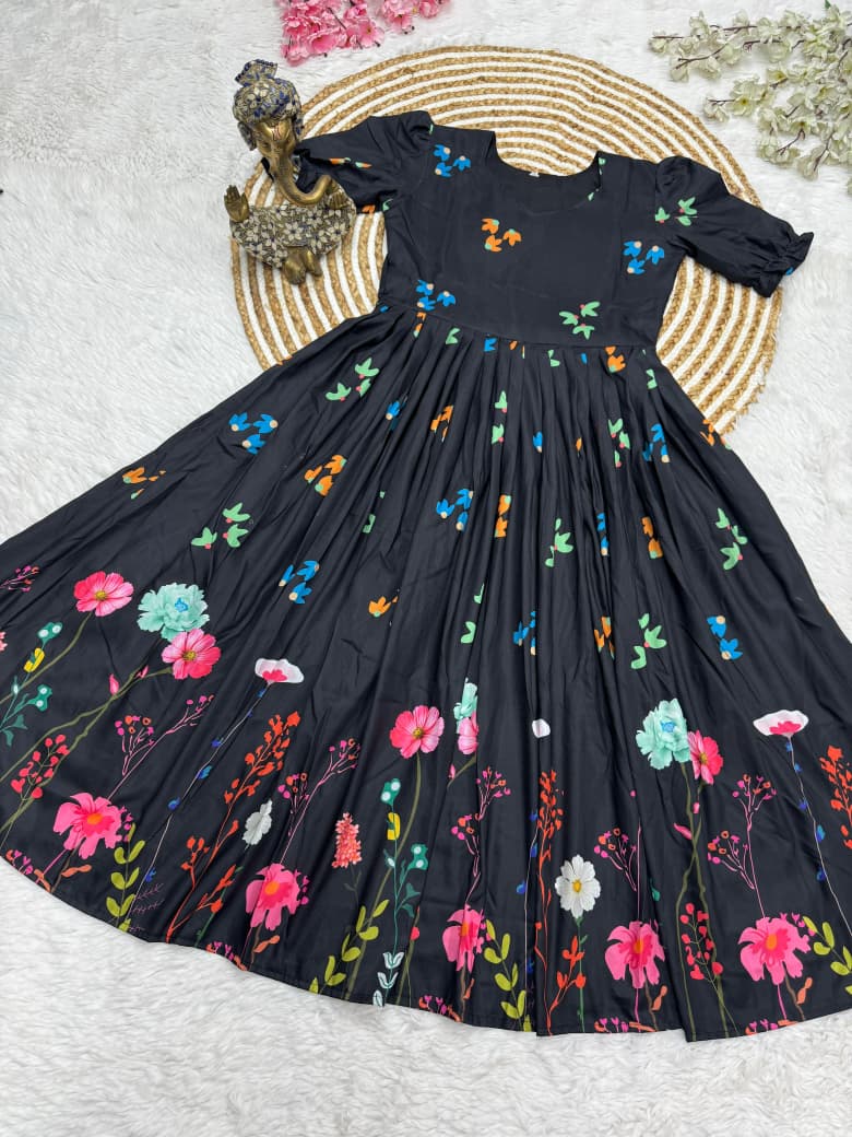 Black Floral Midi Dress
