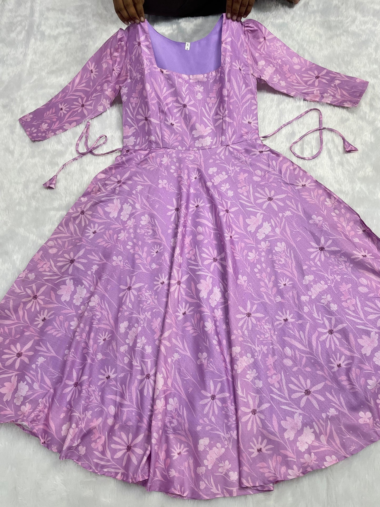 Lavender Bloom Floral Anarkali Dress