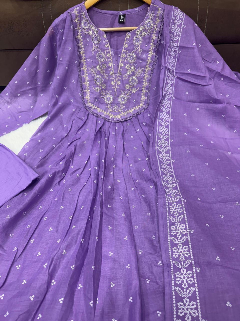 Graceful Lavender Embroidered Anarkali Suit Set