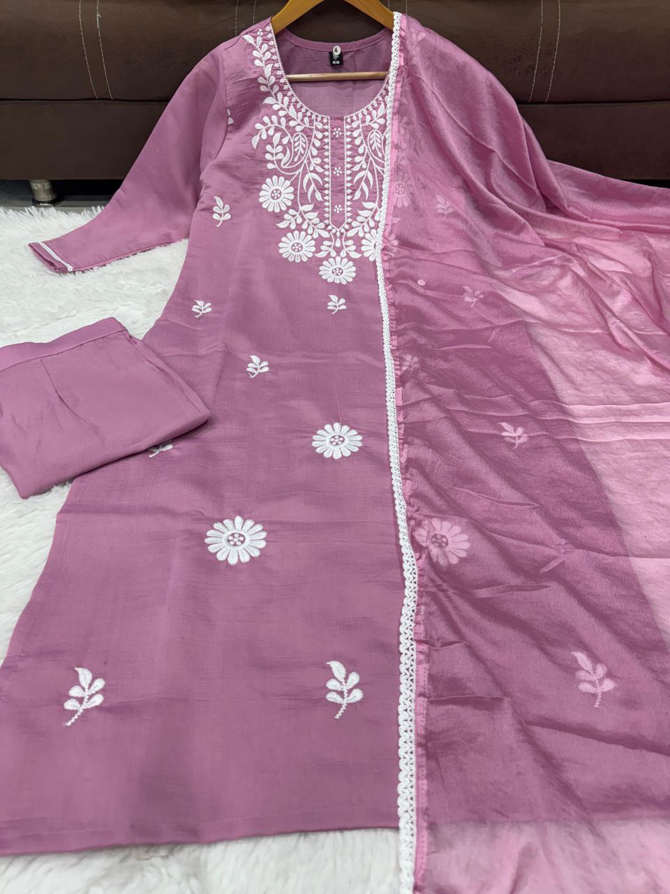 Lavender Elegance Embroidered Kurta Set