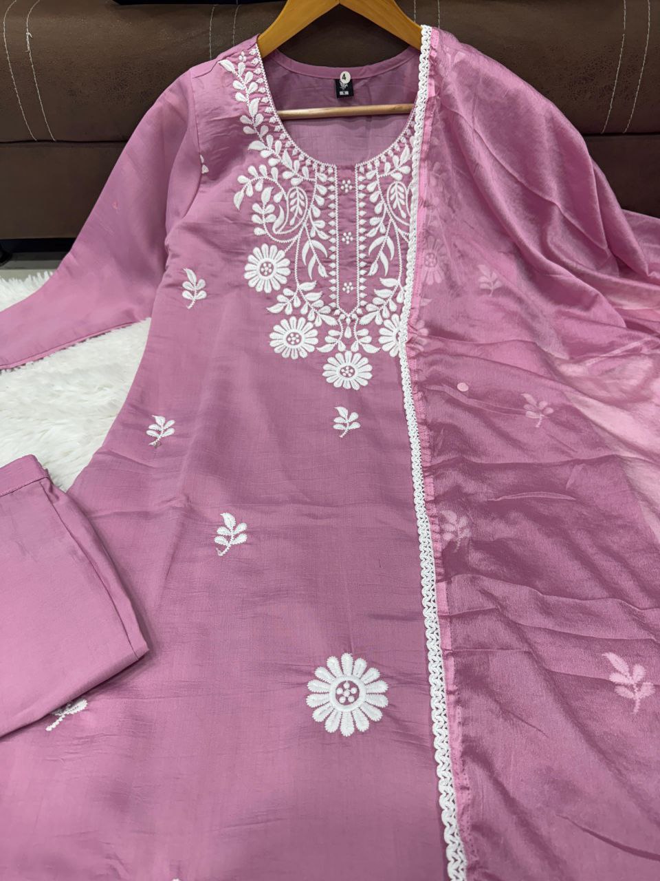 Lavender Elegance Embroidered Kurta Set