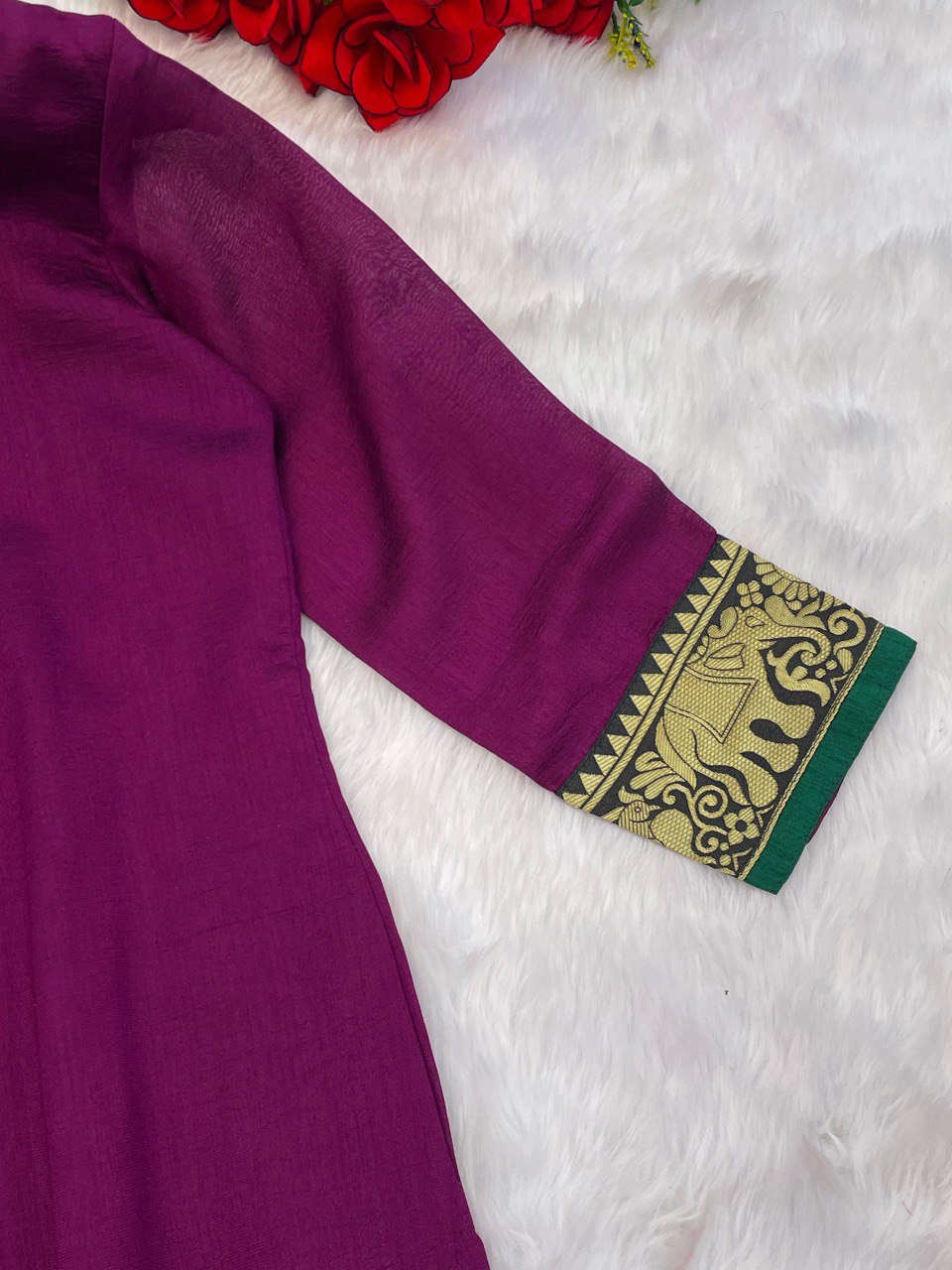 Magenta Ethnic Kurta Set with Dupatta