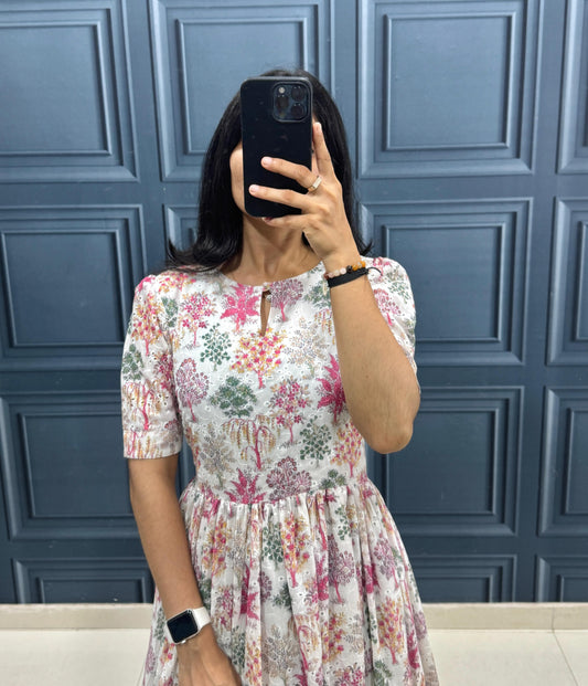 Blush Garden Floral Tiered Midi Dress