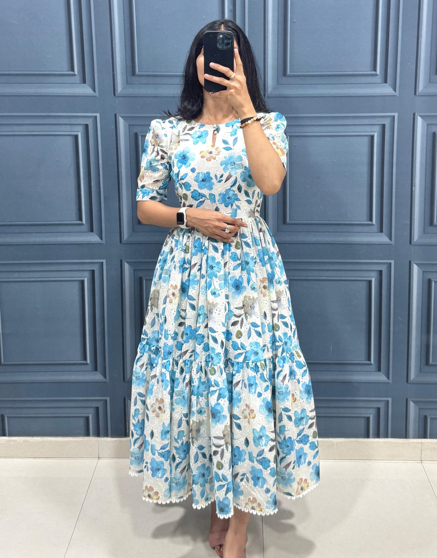 Blue Blossom Anarkali Gown