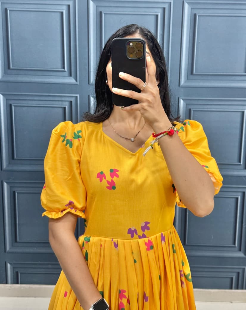 Yellow Floral Midi Dress