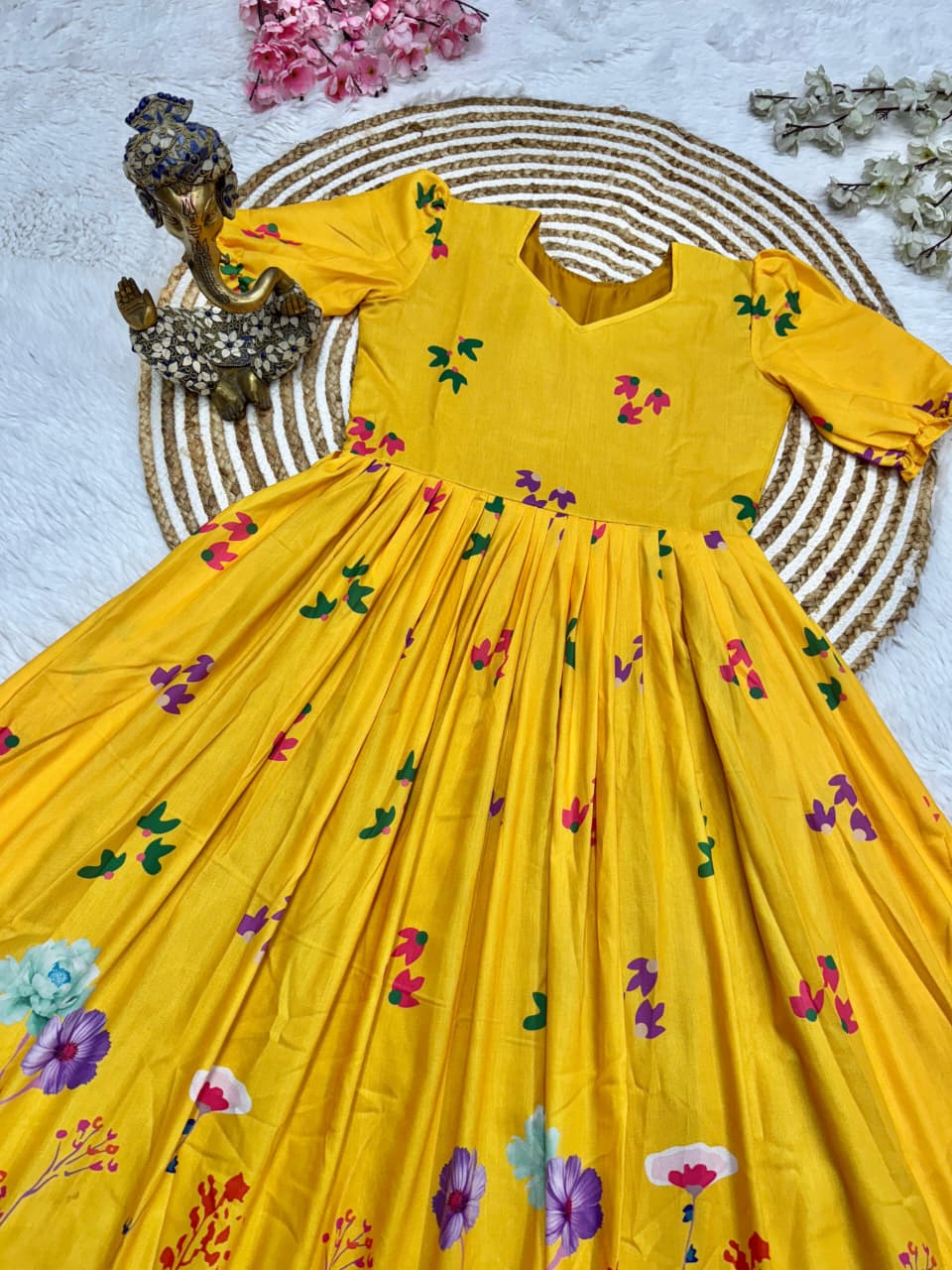 Yellow Floral Midi Dress