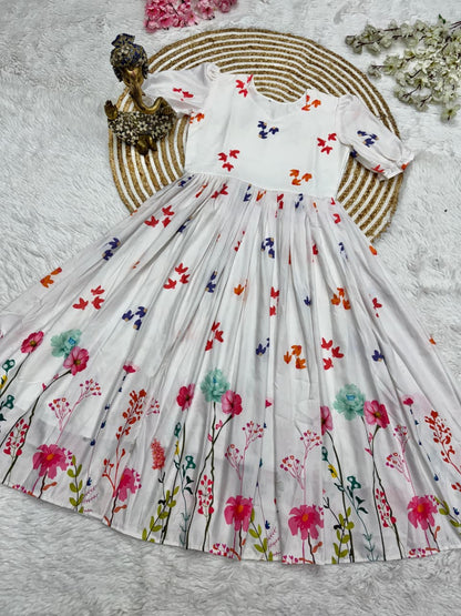 White Floral Midi Dress
