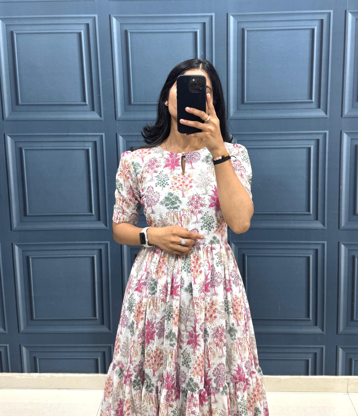 Blush Garden Floral Tiered Midi Dress