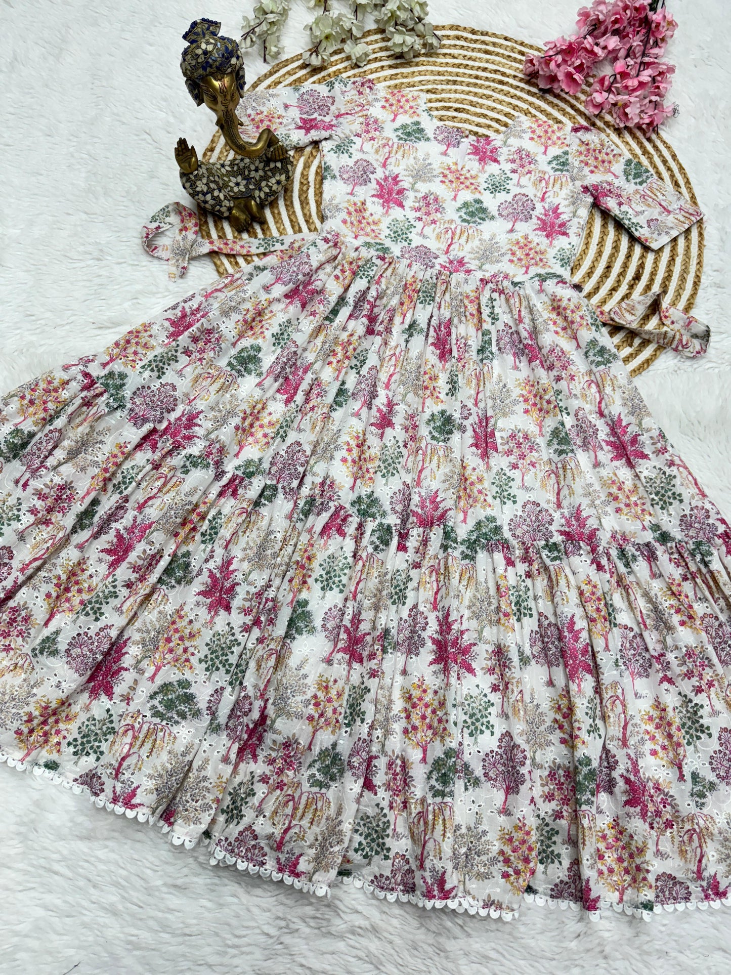 Floral Print Anarkali Gown