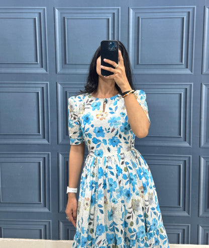 Blue Blossom Anarkali Gown