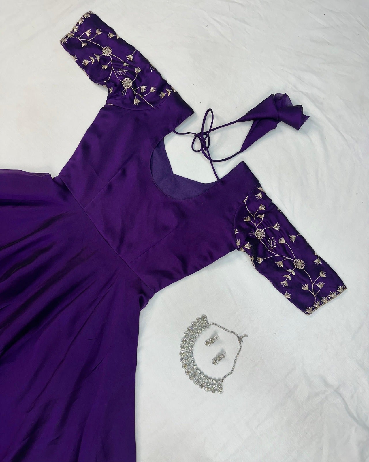 Royal Purple Embroidered Anarkali with Dupatta