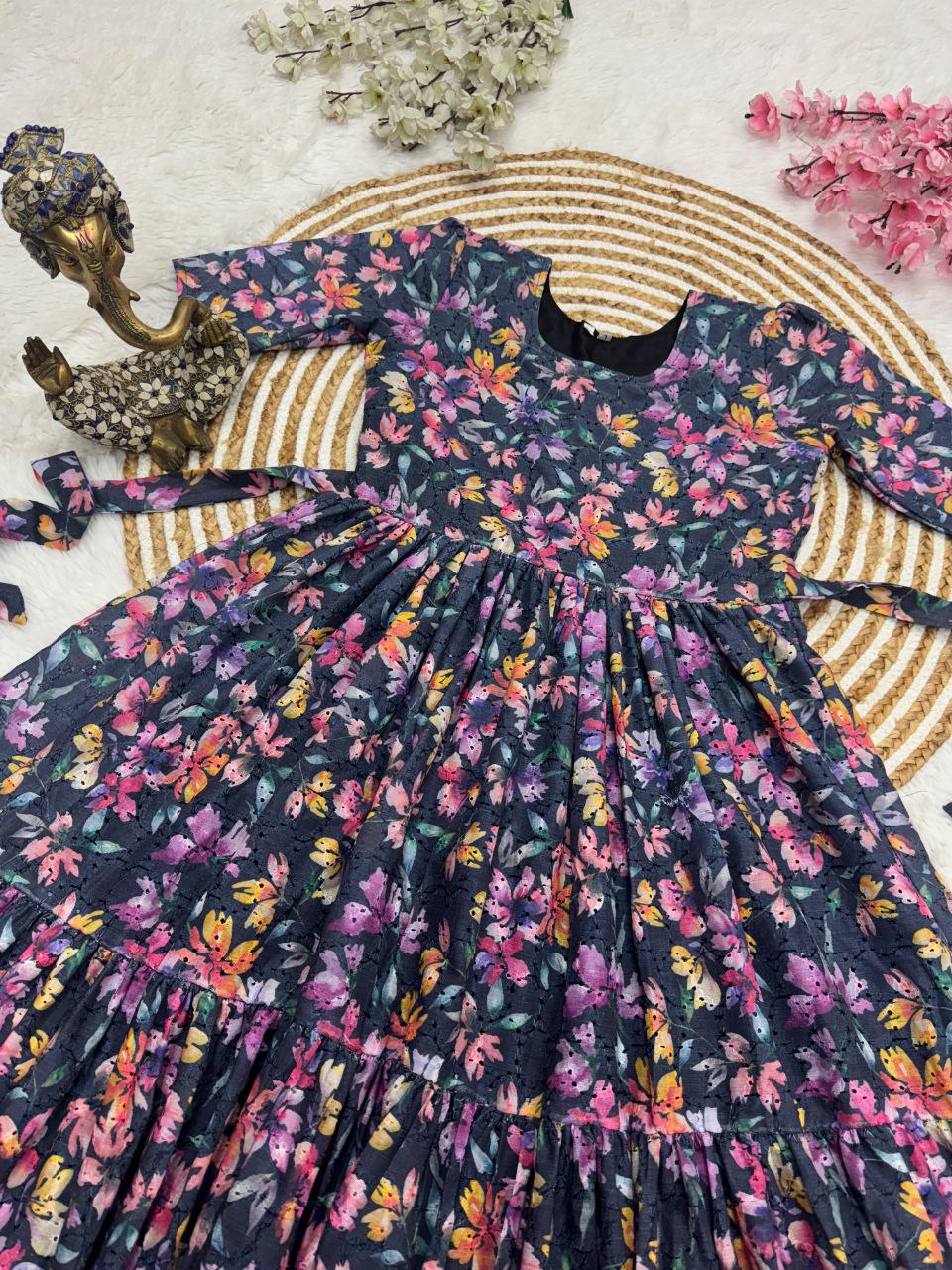 Floral Print Short Sleeve Maxi Dress