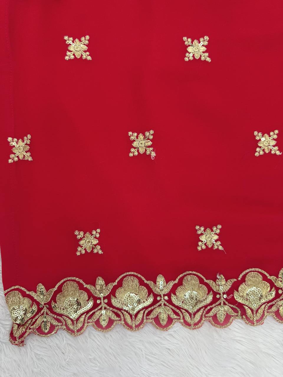 Red Embellished Sharara Suit