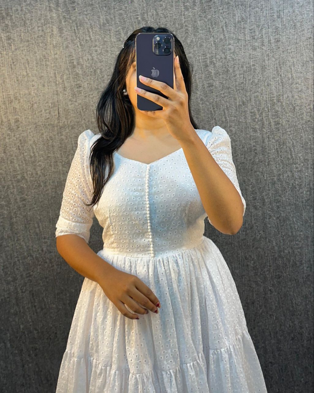 White Eyelet Cotton Midi Dress
