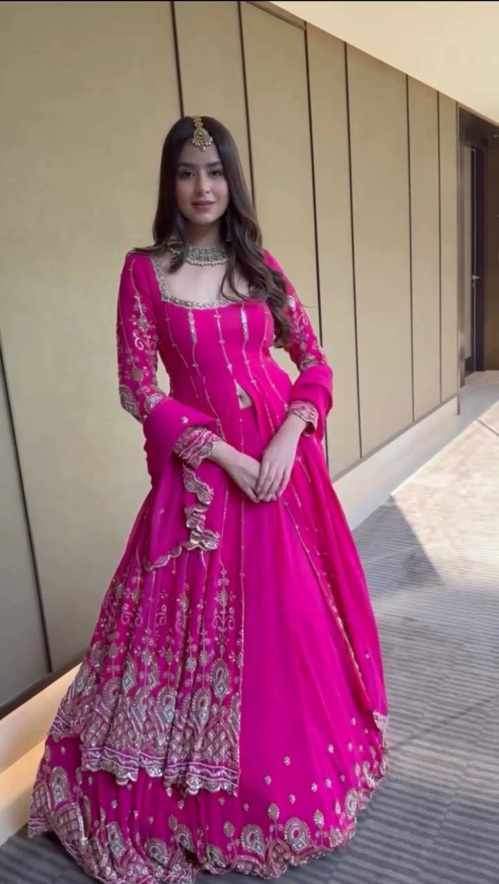 Pink Embroidered Bridal Lehenga
