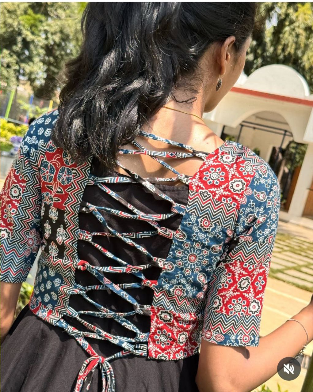 Boho Chic Printed Patchwork Midi Dress with Flared Skirt