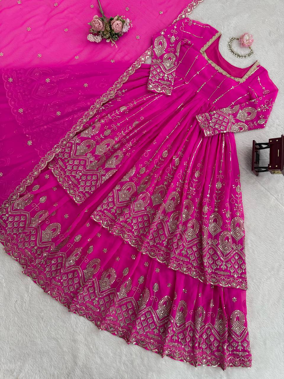 Pink Embroidered Bridal Lehenga