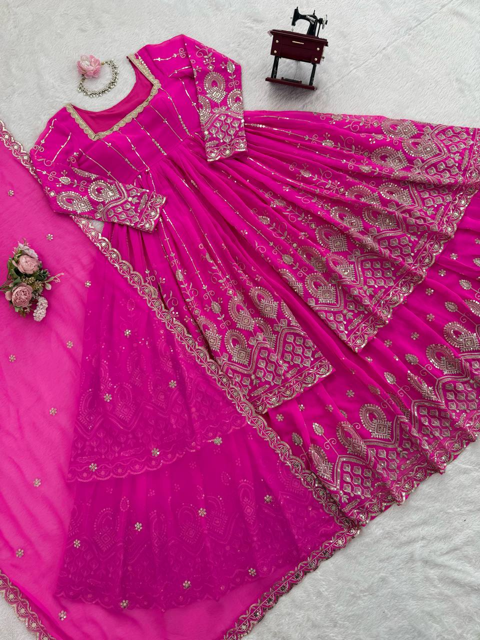 Pink Embroidered Bridal Lehenga