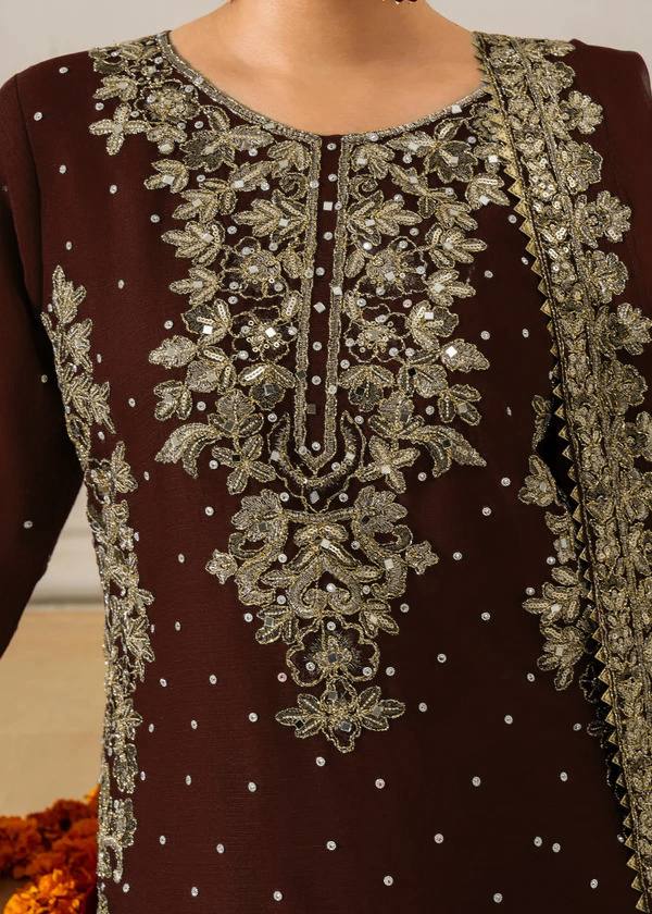 Deep Maroon Embellished Long Kurta with Sharara and Dupatta