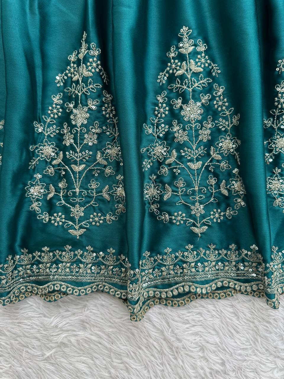Emerald Green Embroidered Anarkali Gown
